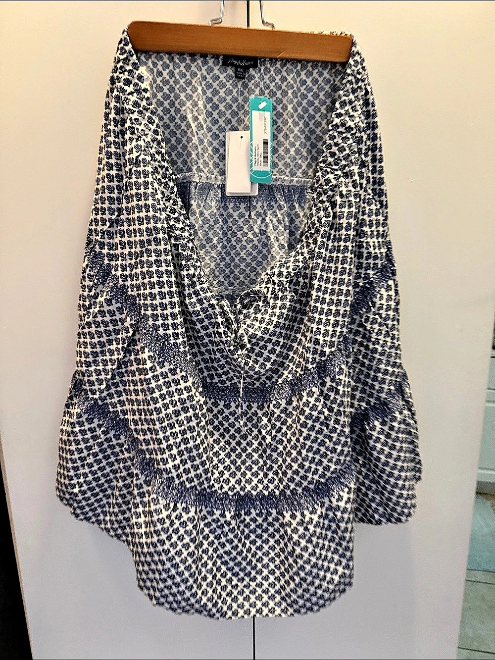 Flag & Anthema Maxey Mini Skirt Floral Mini Skirt in Blue & White Size XXL NWT